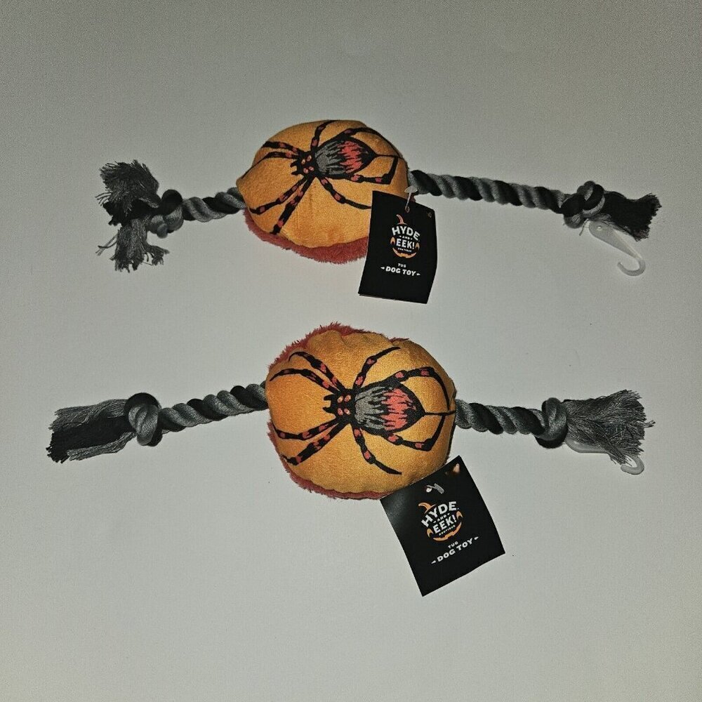 NWT 2 Halloween Dog Toys Lot Spider Plush With Rope Dog Toy Hyde & Eek